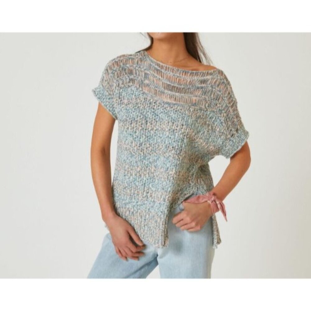Anthropologie Pilcro Sweater Tee Size XS Oversized Short Sleeve Knit Beach